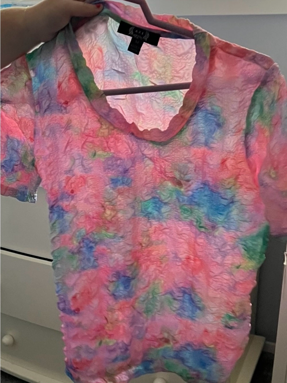 Crinkle Tie-Dye Short Sleeve Tee - Pink Multicolor by A New Day
